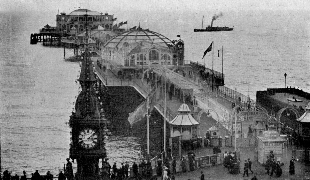 Brightonské akvárium a palácové molo, Brighton, východní Sussex, počátek 20. století od Unbekannt