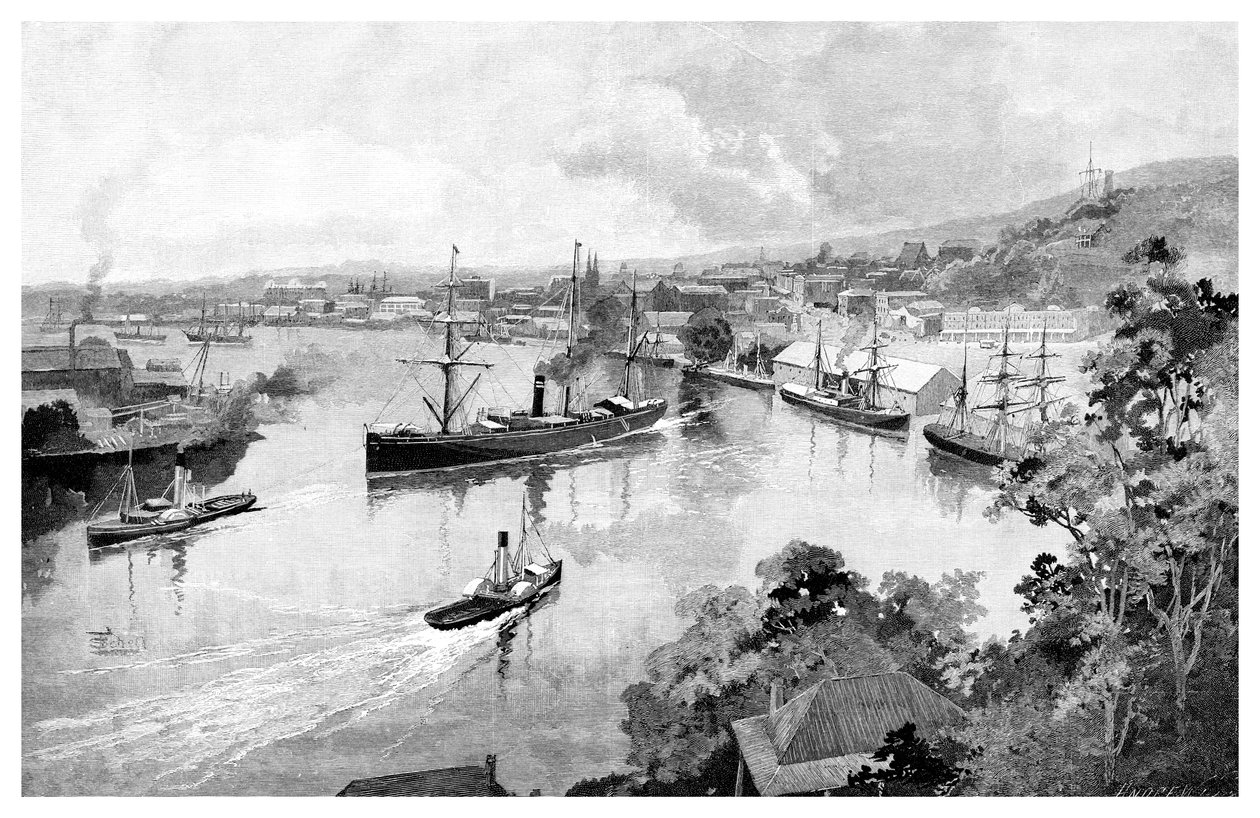 Brisbane z Bowen Terrace, 1886 od Unbekannt