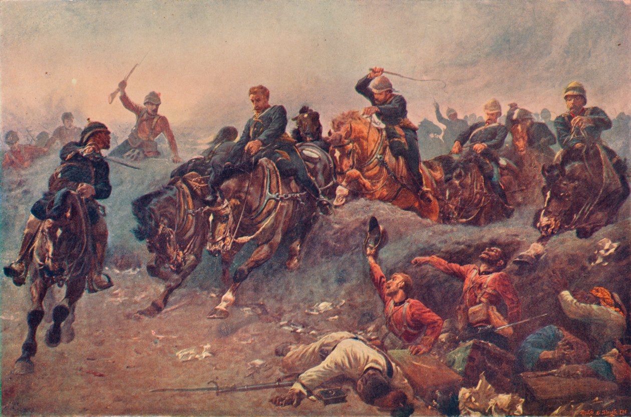 Britské dělostřelectvo vstupuje do nepřátelských linií v Tel-el-Kebir, Egypt, 1882, 1883 1906 od Unbekannt