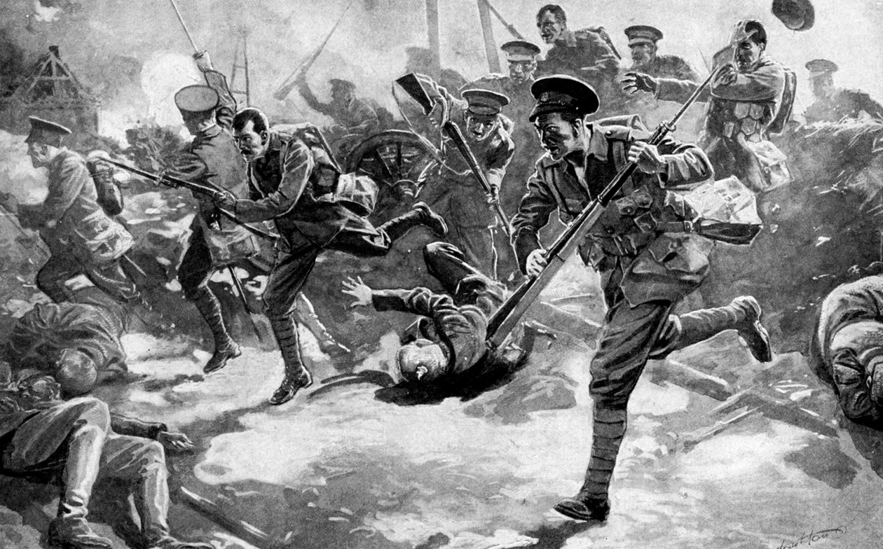 Bitva britské pěchoty s německými silami, první světová válka, 1914 od Unbekannt