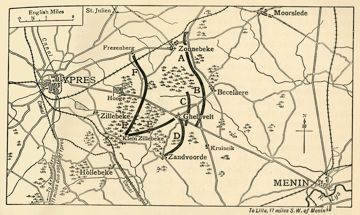 Britské pozice před první bitvou u Ypres, první světová válka, 1914, c1920. od Unbekannt