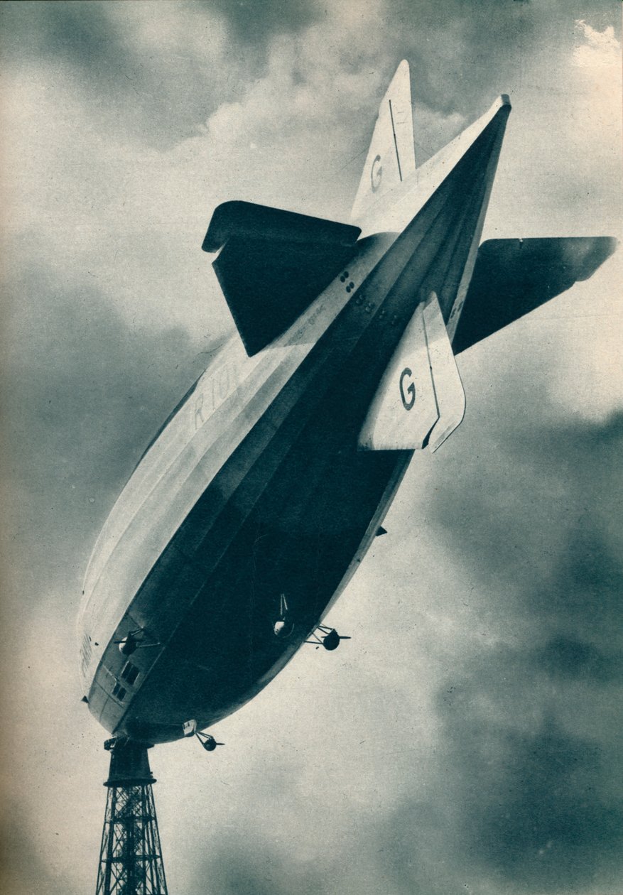 Britská pevná vzducholoď R101 na svém kotevním stožáru v Cardingtonu, Bedfordshire, c1929 c1937 od Unbekannt