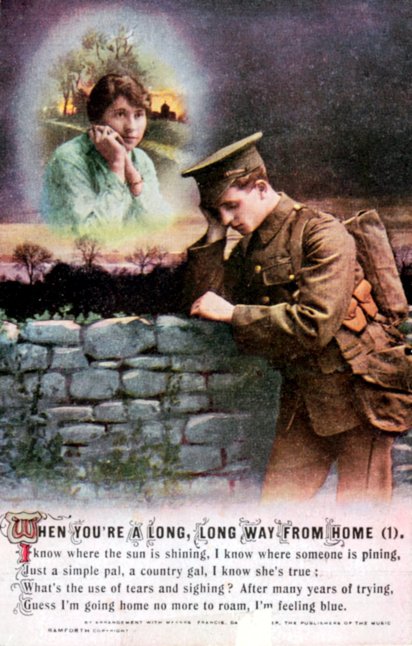 Britský voják snící o své venkovské lásce doma, první světová válka, 1914-1918 od Unbekannt