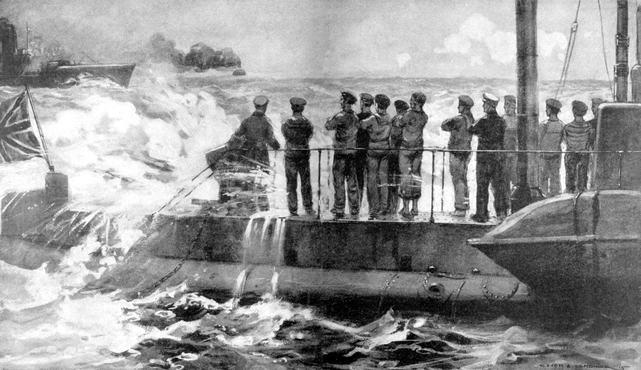Britská ponorka E-13 v Baltském moři na pomoc Rusům, první světová válka, 1915 od Unbekannt