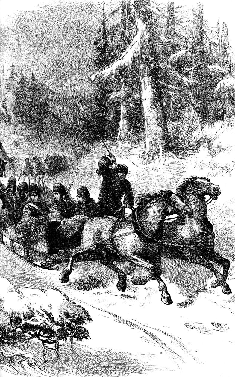 Britští vojáci přepravili Kanadou v zimě, 60. léta 19. století, 1880 od Unbekannt
