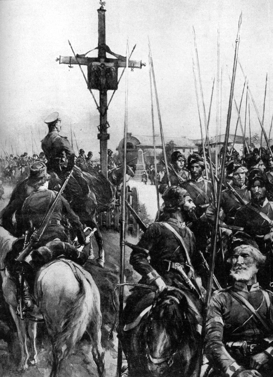 Britské jednotky procházející galicijskou vesnicí, Španělsko, první světová válka, 1914 od Unbekannt