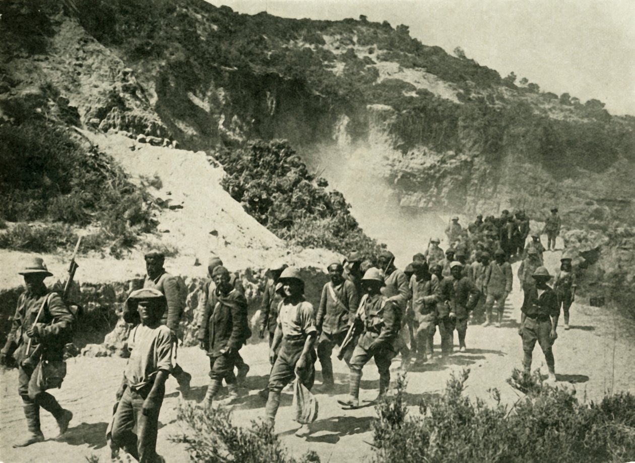 Britské jednotky s tureckými zajatci, první světová válka, 1915, c1920. od Unbekannt