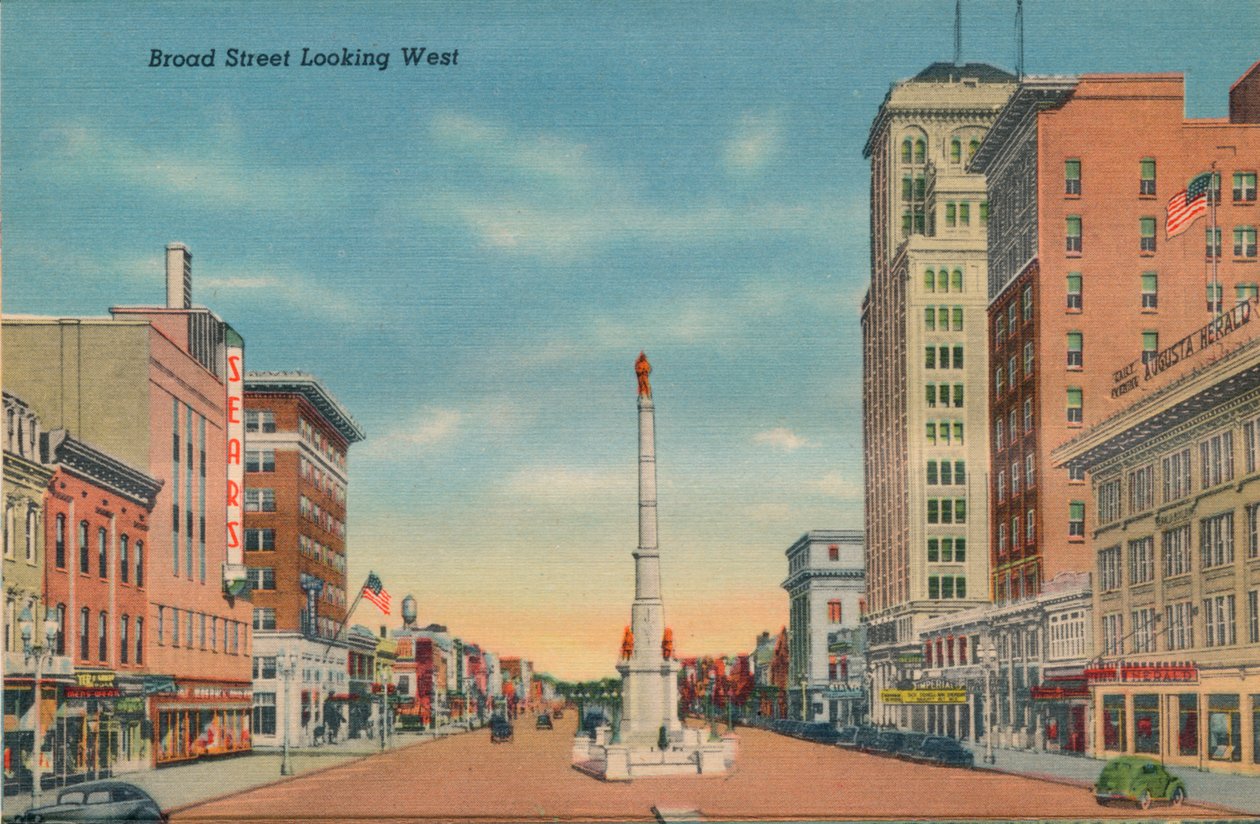 Broad Street, Looking West, Augusta, Georgia, 1943 od Unbekannt