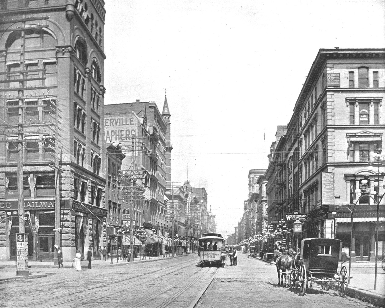 Broadway, severně od Chestnut Street, St. Louis, Missouri, USA, c1900. od Unbekannt