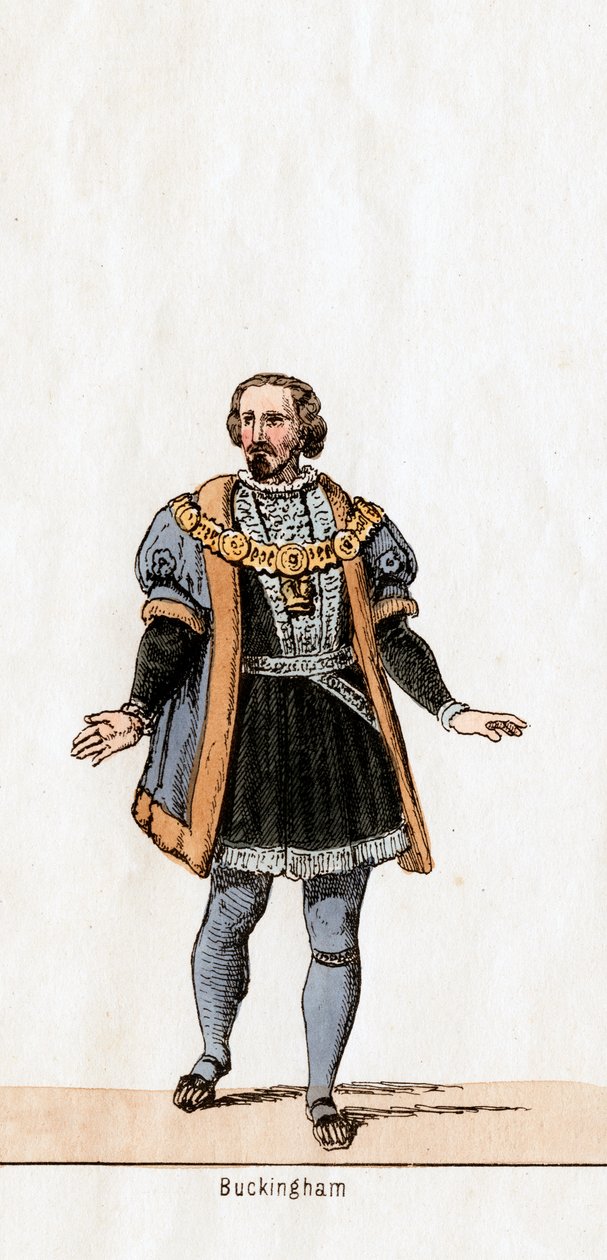 Buckingham, návrh kostýmů pro Shakespearovu hru, Jindřich VIII., 19. století od Unbekannt