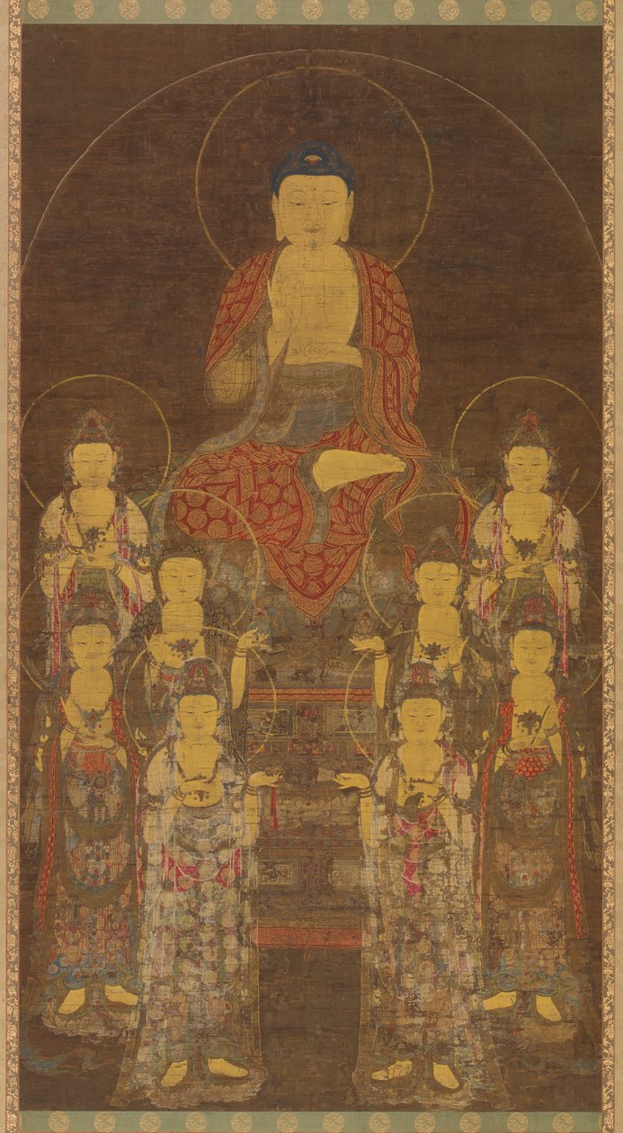 Buddha Amitabha Amita a osm velkých bódhisattvů, pozdní období Goryeo, polovina-konec 14. stol. od Unbekannt