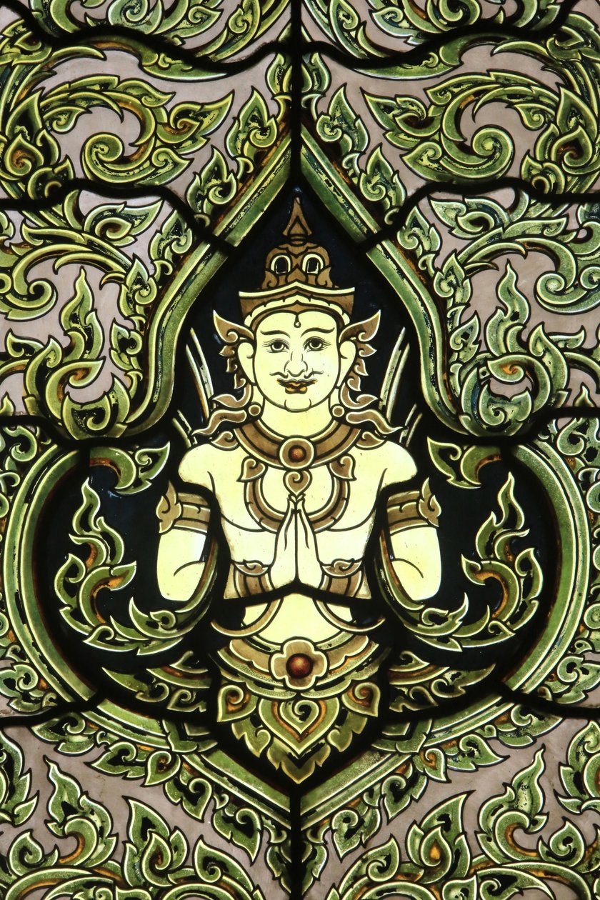 Buddha. Vitráž. Mramorový chrám. Wat Benchamabophit Dusitvanaram Ratchaworawiharn. 1899. Bangkok. Thajsko od Unbekannt