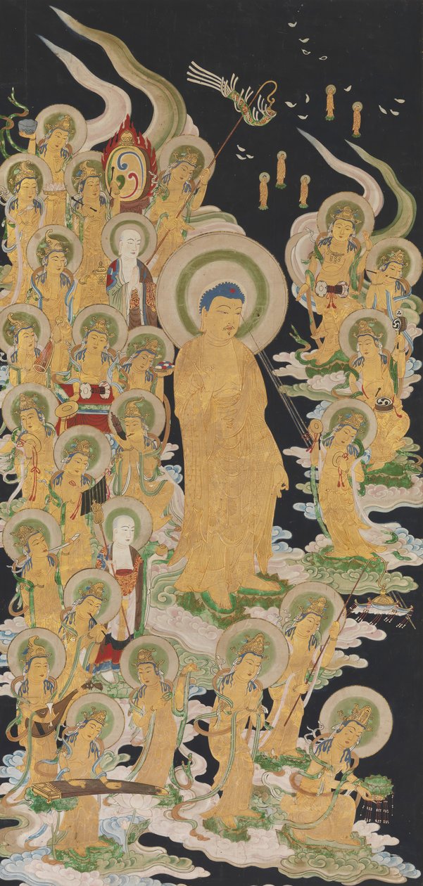 Buddha a průvodci, 17.-18. století. od Unbekannt