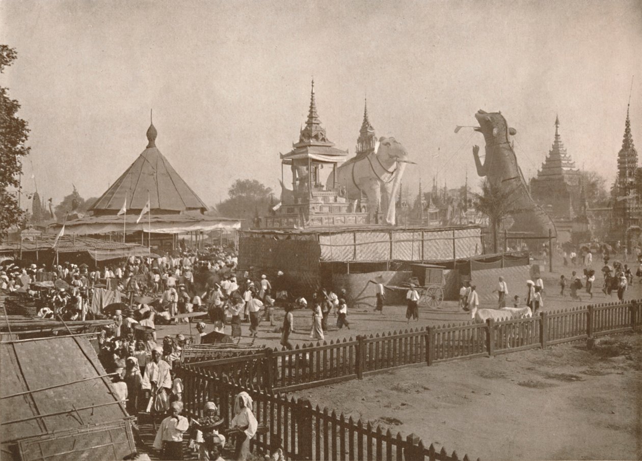 Buddhistická kremační scéna. - Phoongyi-byan, 1900. od Unbekannt