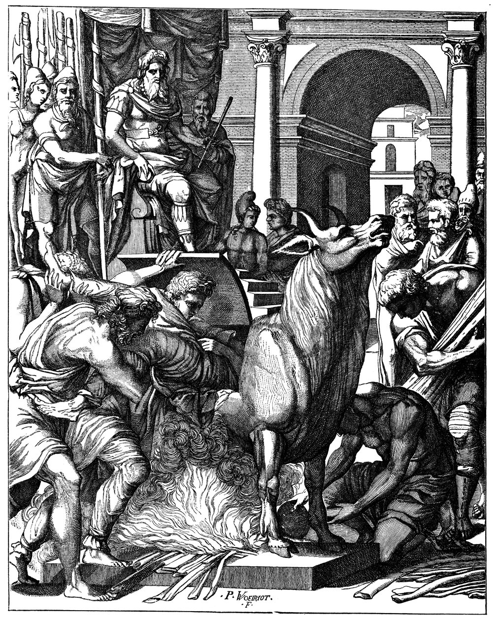 Bull of Phalaris, tyran z Agrigentum, Sicílie, c570 př.nl 16. století od Unbekannt