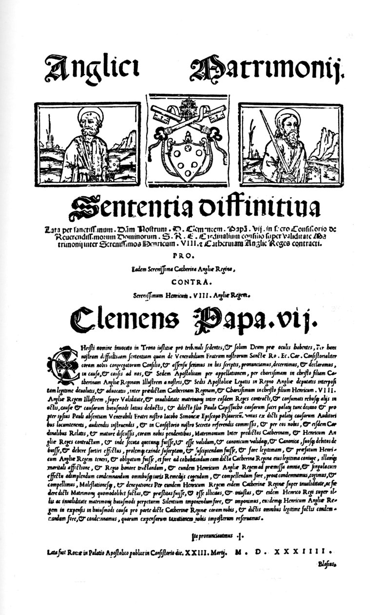 Bulla papeže Klementa VII. Proti rozvodu Jindřicha VIII., 1530, 1903 od Unbekannt