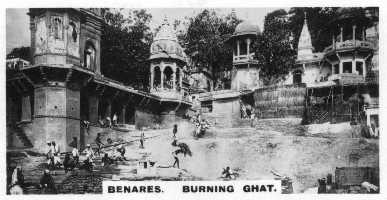 Hořící Ghat, Benares, Indie, c1925 od Unbekannt