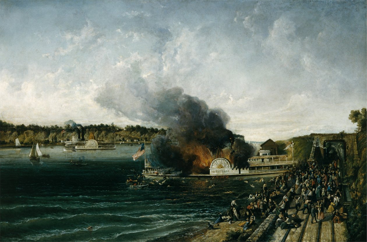 Spálení Sidewheeler Henry Clay, ca. 1854-60. od Unbekannt