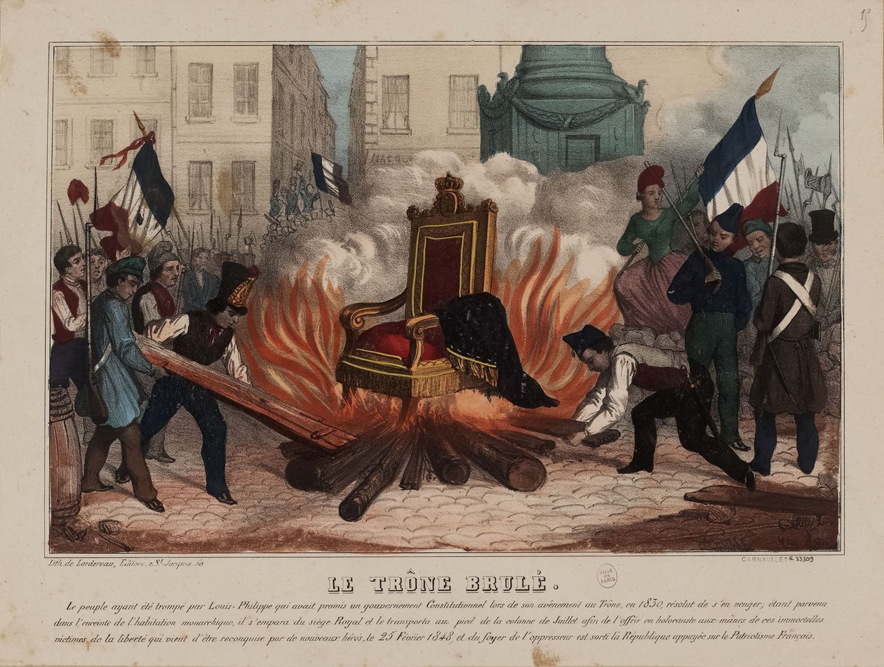 Spálení trůnu krále Ludvíka Filipa 25. února 1848..., cca 1848. od Unbekannt
