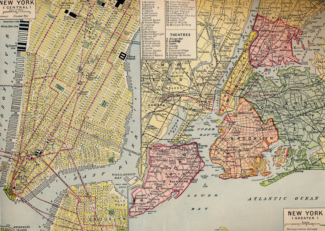 Obchodní centrum New Yorku na konci Manhattanu a okolí Seaward, 30. léta 20. století od Unbekannt