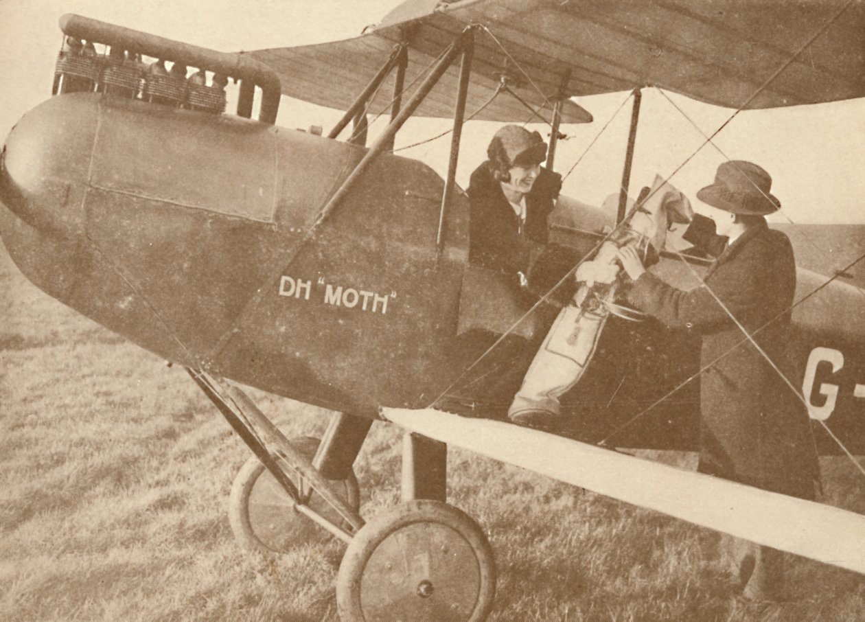 Vzduchem do golfových hřišť v malém 27-60 HP Moth Light Plane, 1927 od Unbekannt