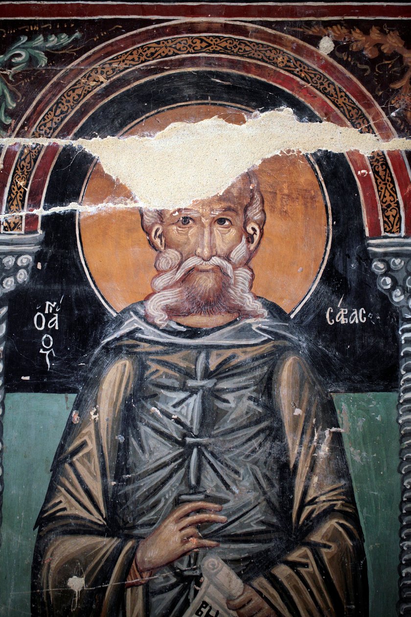 Byzantská freska z 15. století (detail) Saint Sabas Nástěnná malba Michael Archanděl kaple, vesnice Galata Kypr Malované kostely UNESCO Troodos, Kypr od Unbekannt