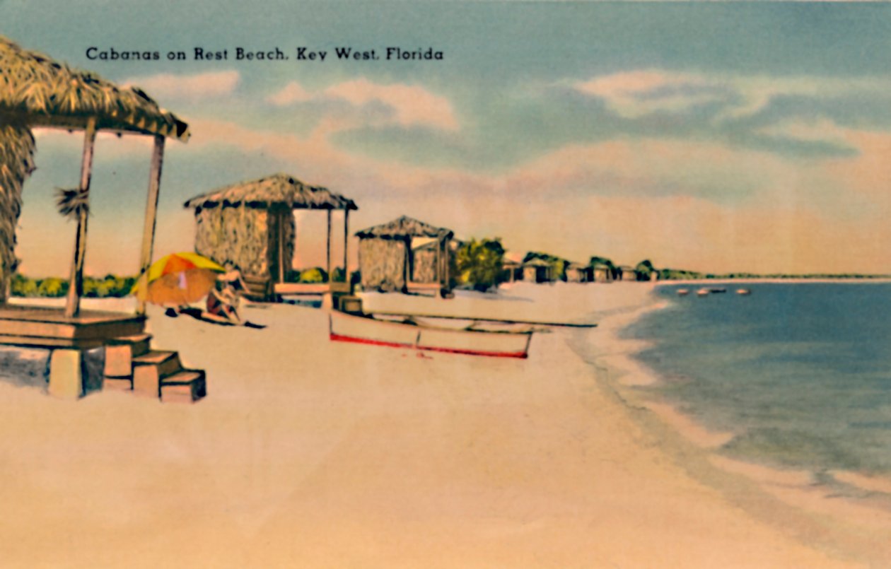 Cabanas na Rest Beach, Key West, Florida, c1940 od Unbekannt