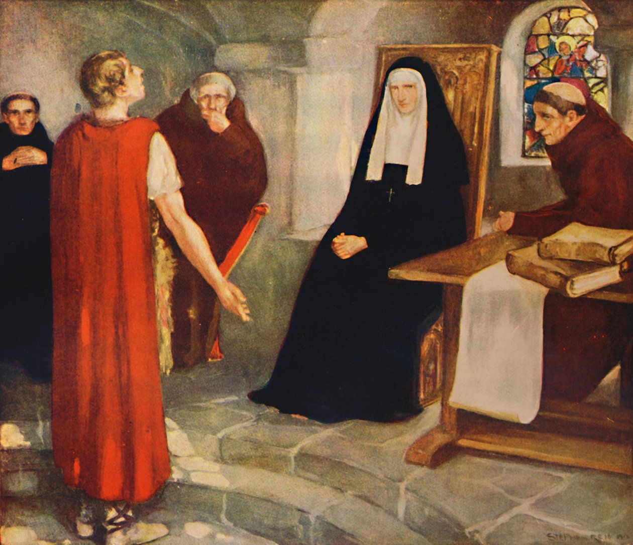 Caedmon před Saint Hildou, 1912 od Unbekannt