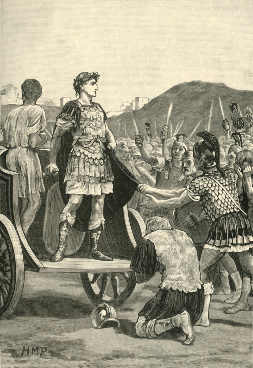 Caesar promlouvá k nespokojeným legiím v Campus Martius, 1890. od Unbekannt
