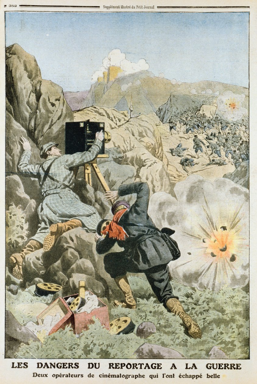 Kameramani pod palbou při natáčení v první balkánské válce, 1912 od Unbekannt