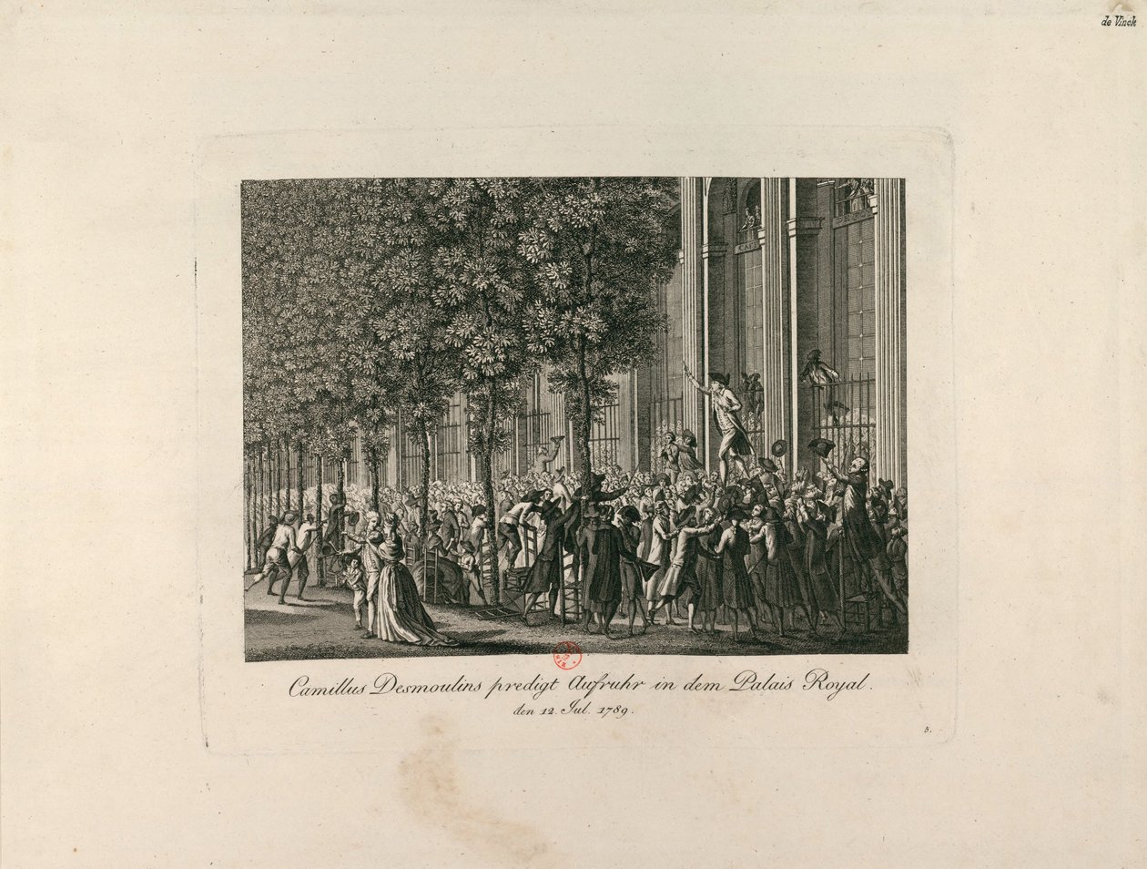 Camille Desmoulins v Palais Royal Gardens, c. 1797-1800. od Unbekannt