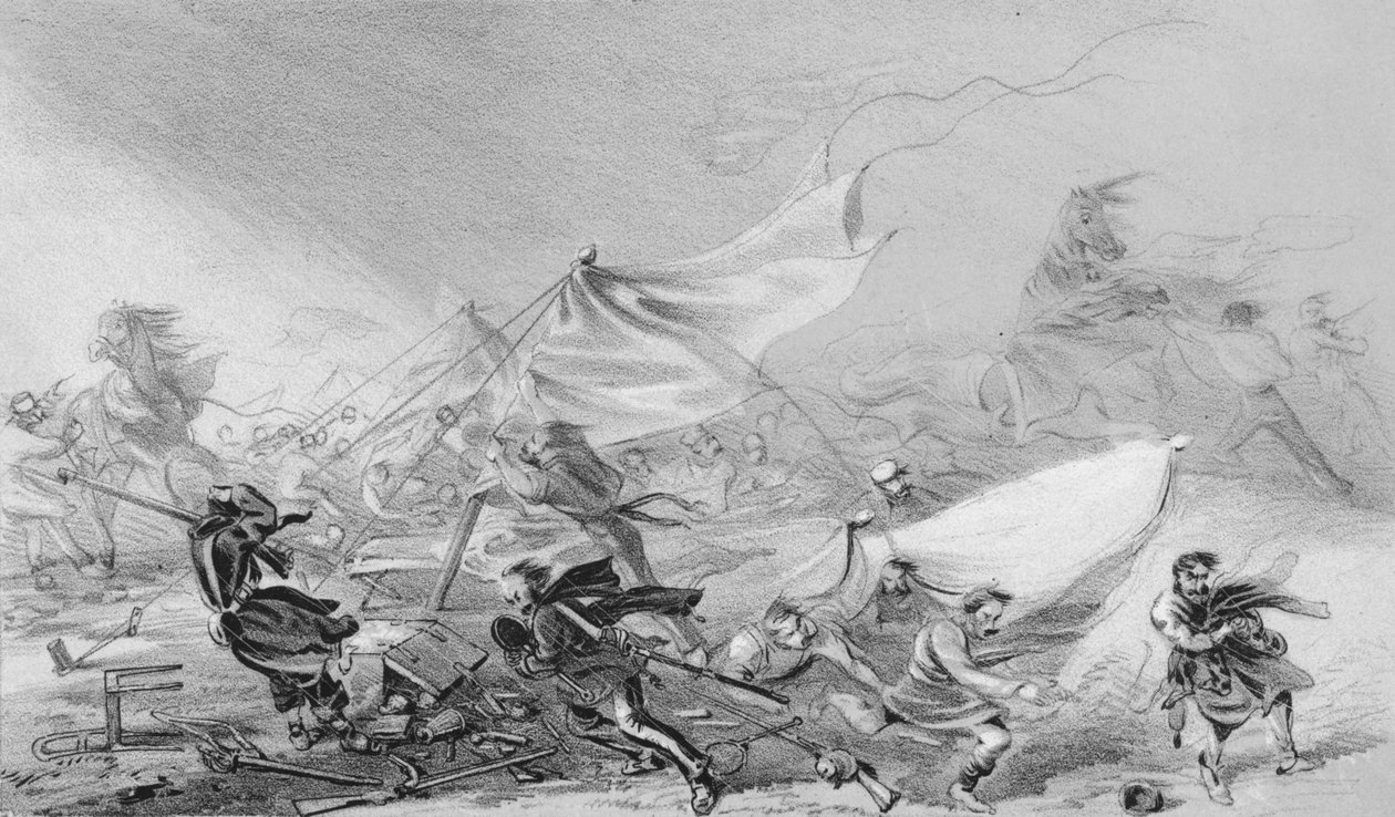 Tábor před Sebastopolem - Účinky děsivé bouře 14. listopadu 1854, 50. léta 19. století. od Unbekannt