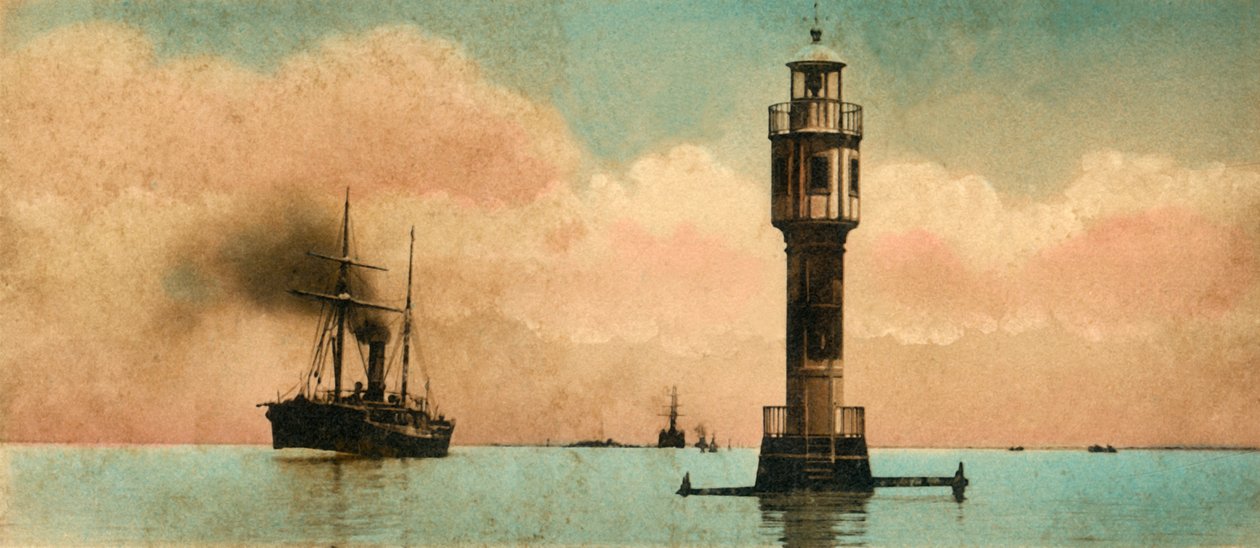 Suezský kanál. Hořká jezera - Severní maják, c1918-c1939. od Unbekannt