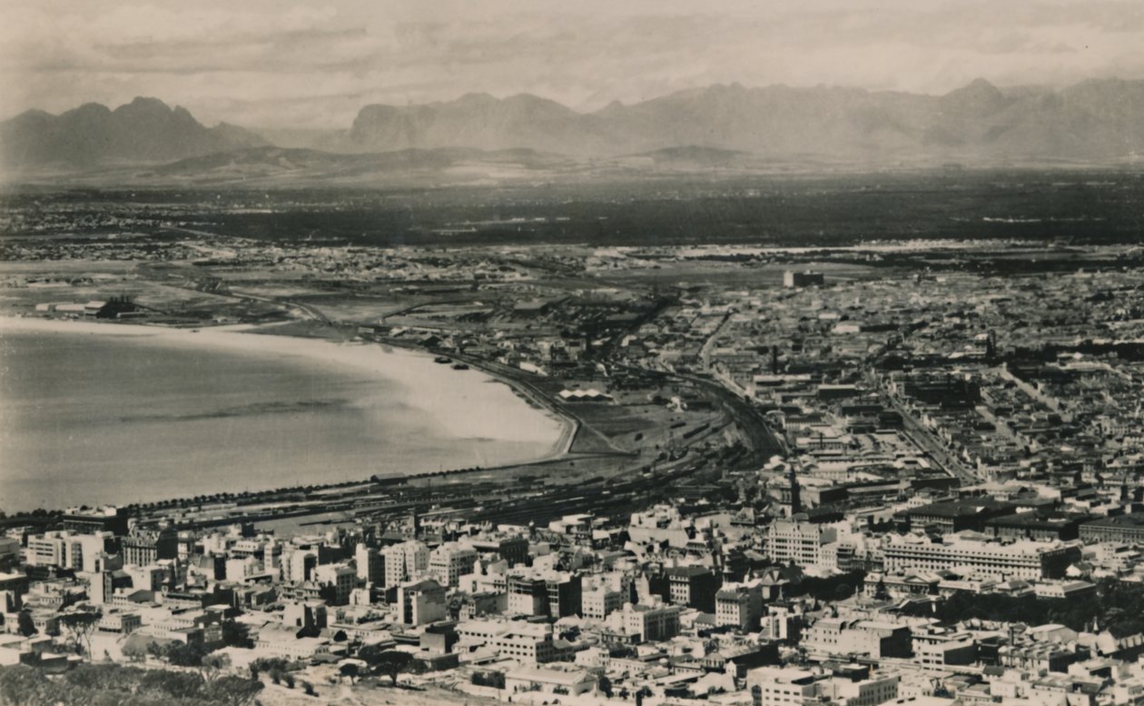Kapské město - zátoka stolu s horami Stellenbosch a Hottentots Holland, Jižní Afrika. od Unbekannt