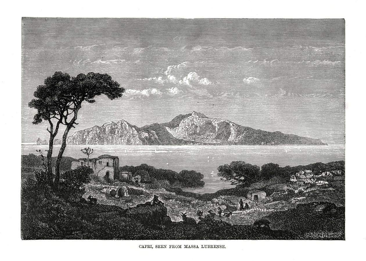 Capri viděno z Massa Lubrense, Itálie, 1879 od Unbekannt