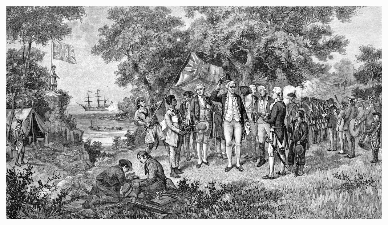 Kapitán Cook tvrdí Botany Bay, Nový Jižní Wales, Austrálie, 1770 1886 od Unbekannt