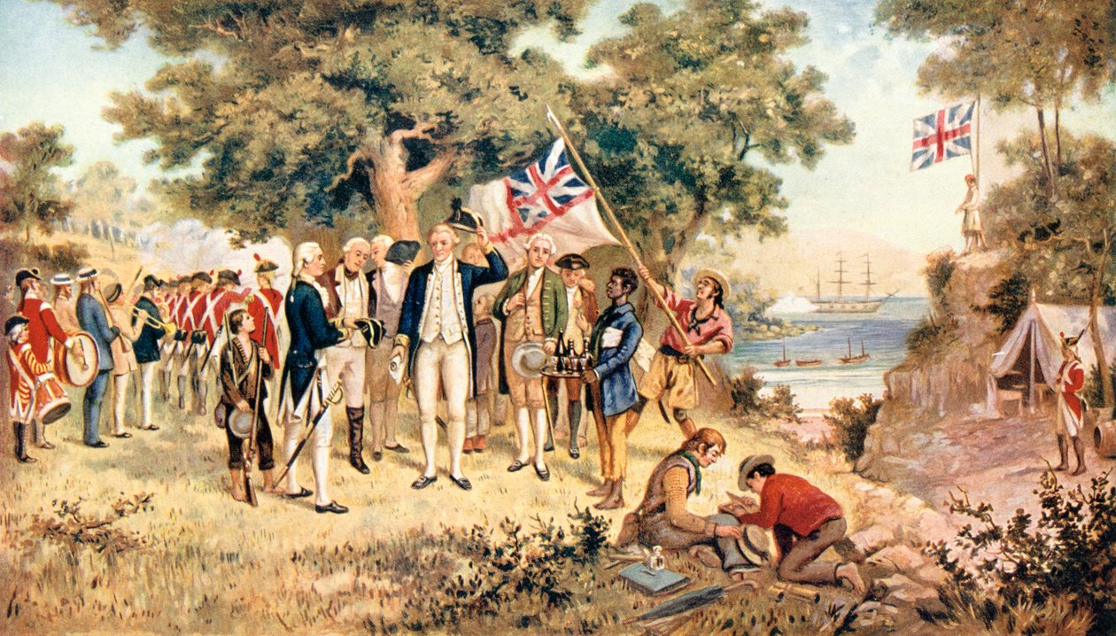 Kapitán James Cook se zmocnil Nového Jižního Walesu ve jménu britské koruny, 1770 od Unbekannt