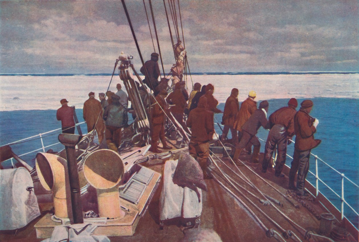 Loď kapitána Scotta, Terra Nova, vstupující do ledových oblastí jižních polárních oblastí, c1910-192, 1936 od Unbekannt