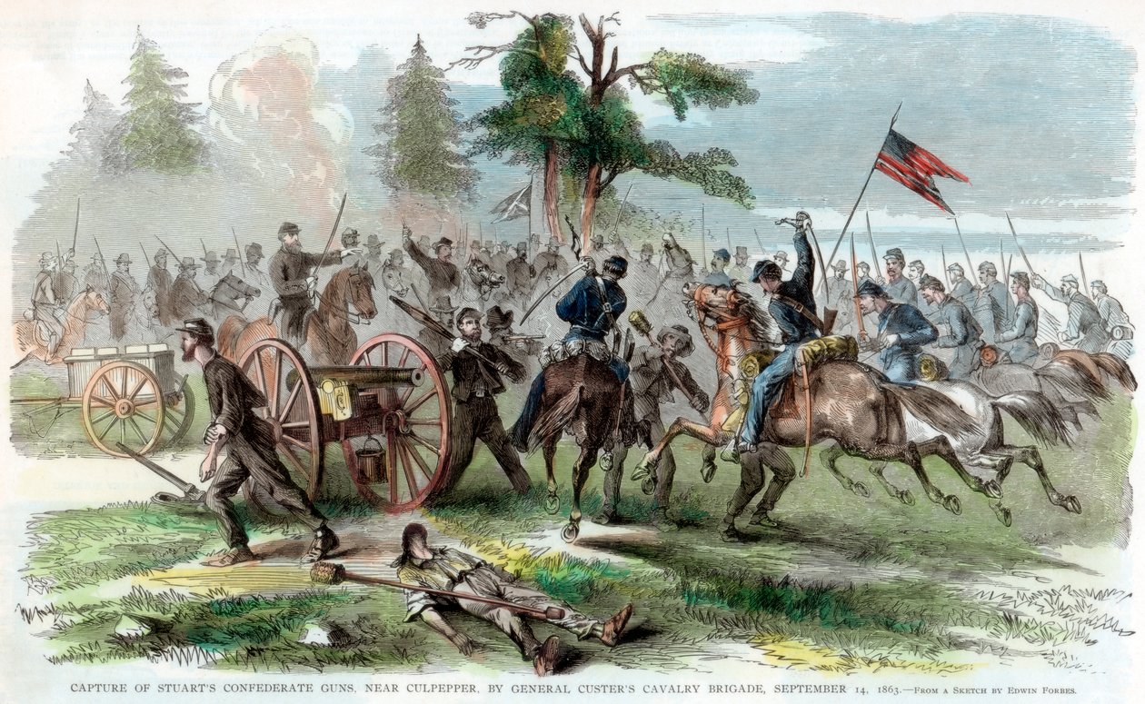 Zajetí konfederačních zbraní, poblíž Culpeper, Virginie, Americká občanská válka, 14. září 1863 od Unbekannt