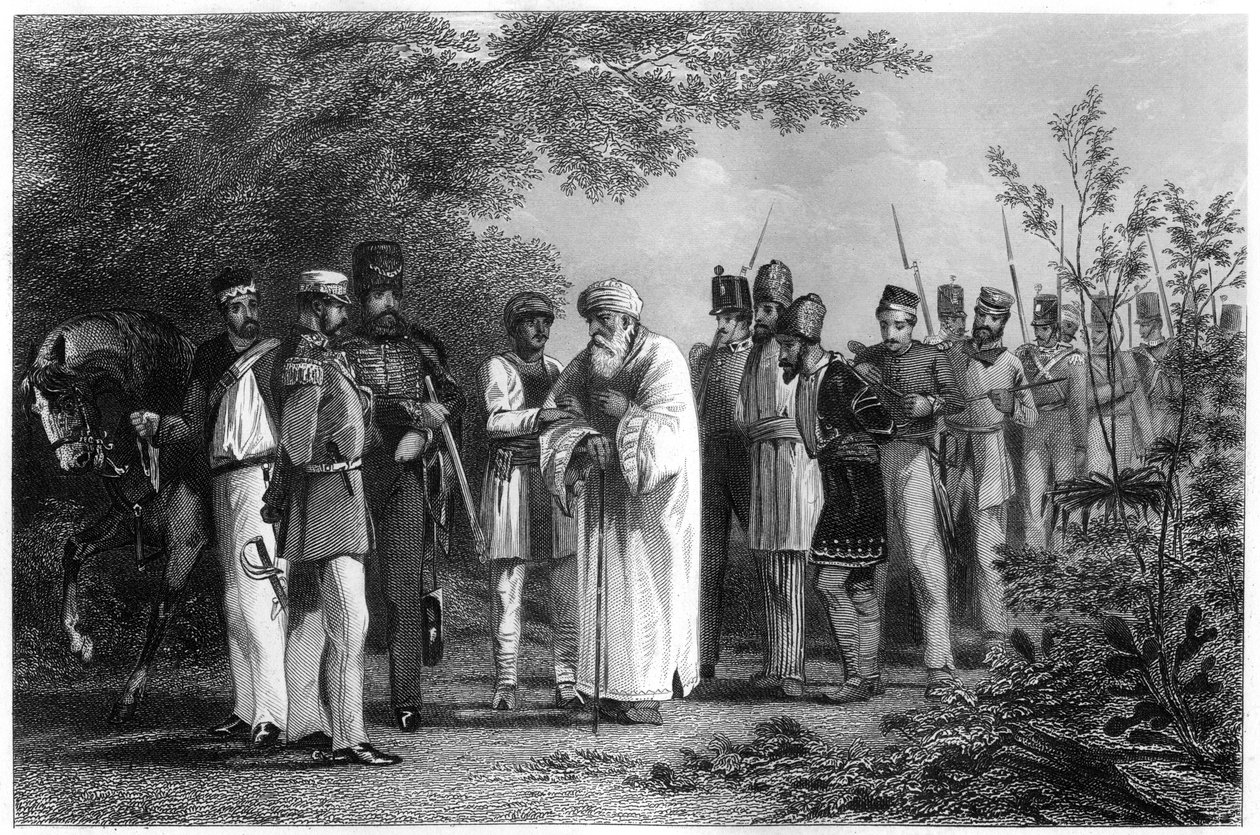 Zajetí krále Dillí kapitánem Hodsonem, 1858, c1860 od Unbekannt