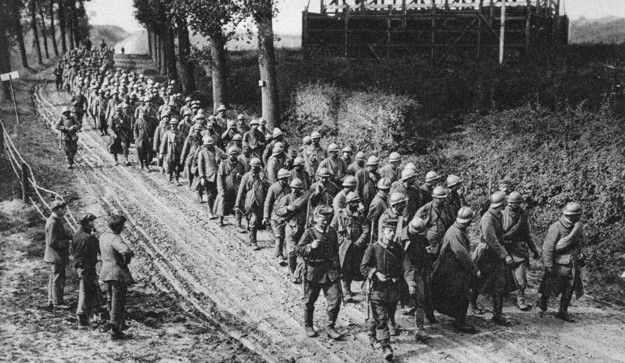 Zajatí francouzští vojáci, Somme, Francie, první světová válka, 1917 od Unbekannt
