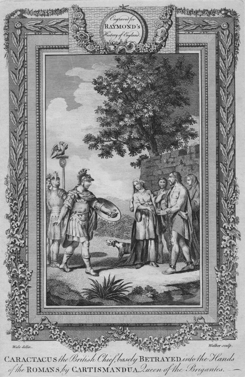 Caractacus, britský náčelník, v podstatě vydán do rukou Římanů Cartismanduou, c1787 od Unbekannt