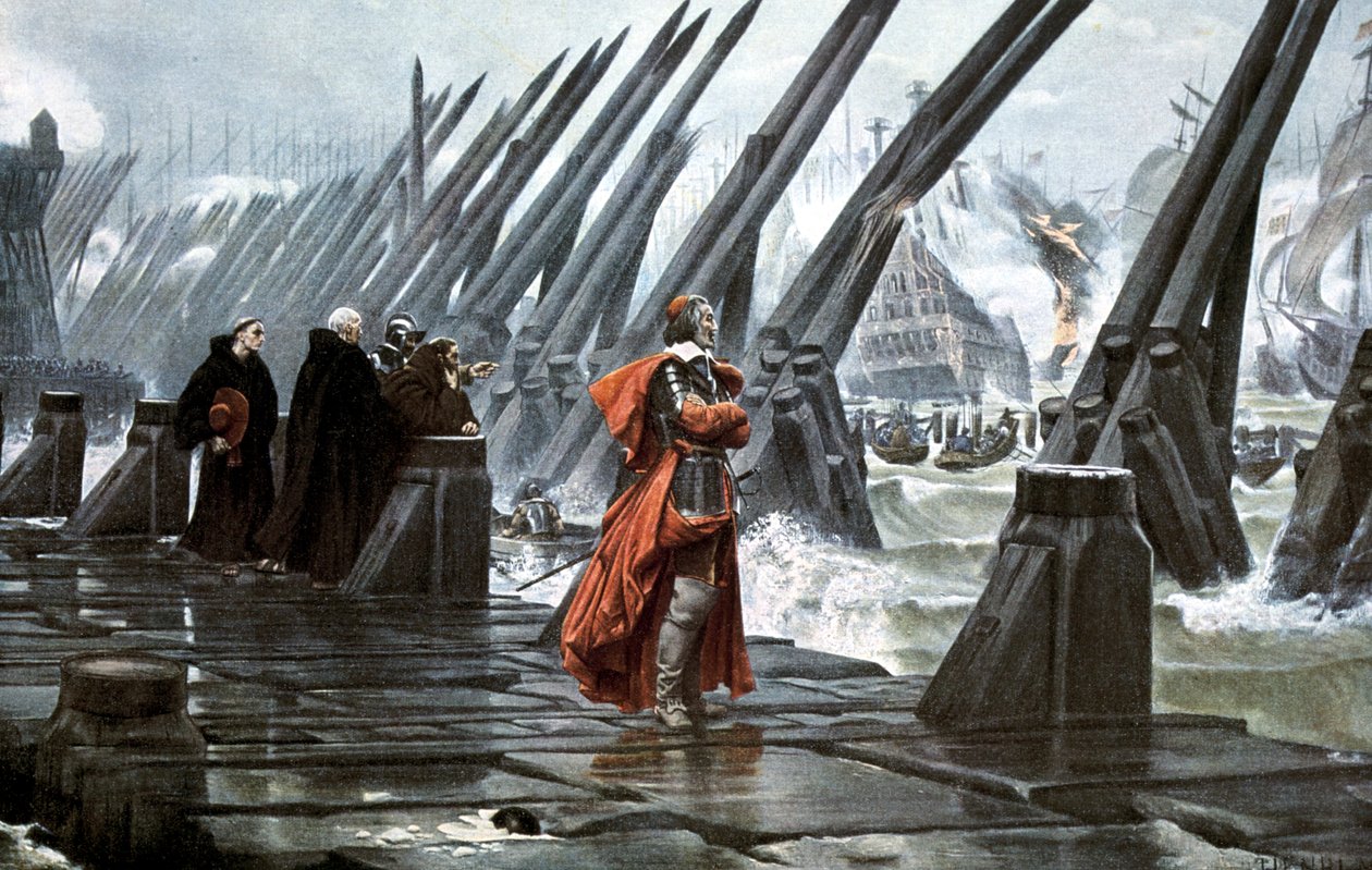 Kardinál Richelieu v obležení La Rochelle, 1628 počátek 20. století od Unbekannt
