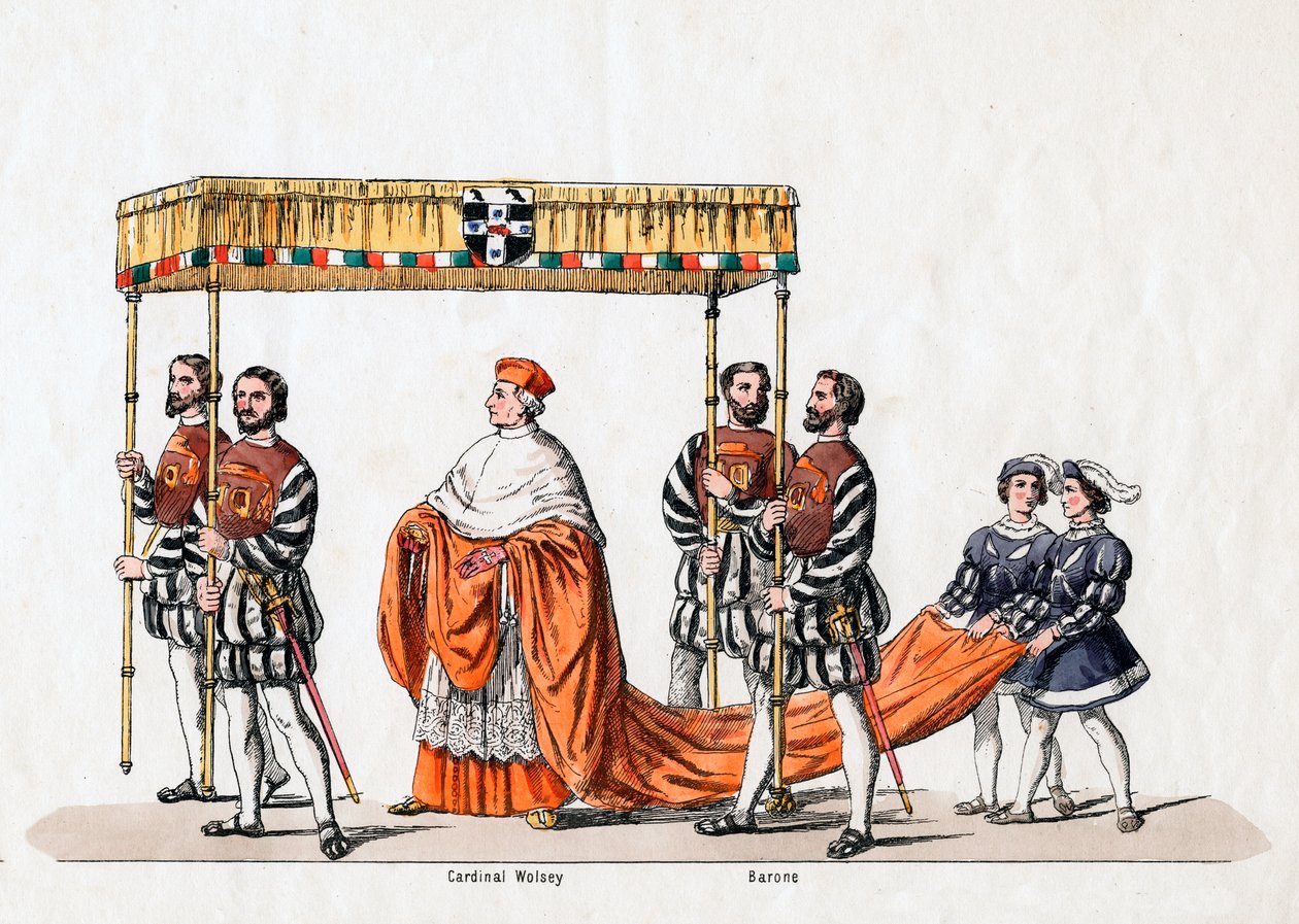 Kardinál Wolsey, návrh kostýmů pro Shakespearovu hru, Jindřich VIII., 19. stol. od Unbekannt