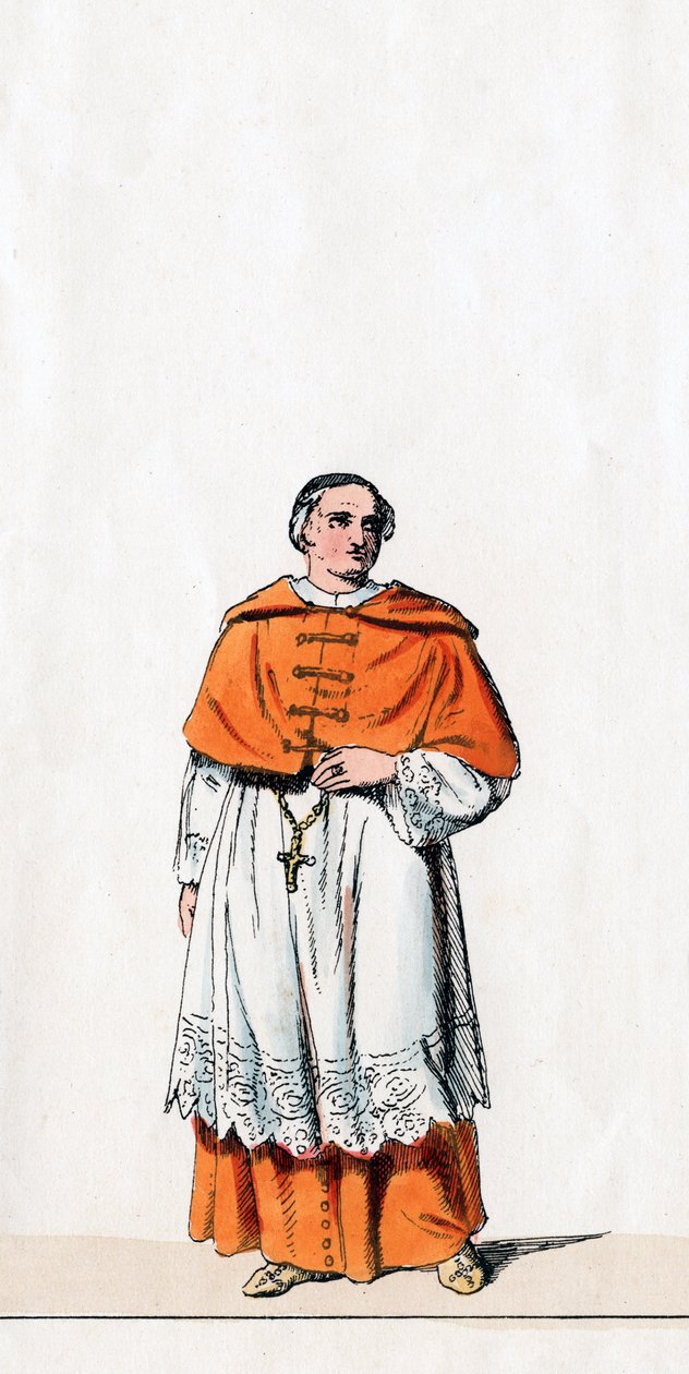 Kardinál Wolsey, návrh kostýmů pro Shakespearovu hru, Jindřich VIII., 19. stol. od Unbekannt