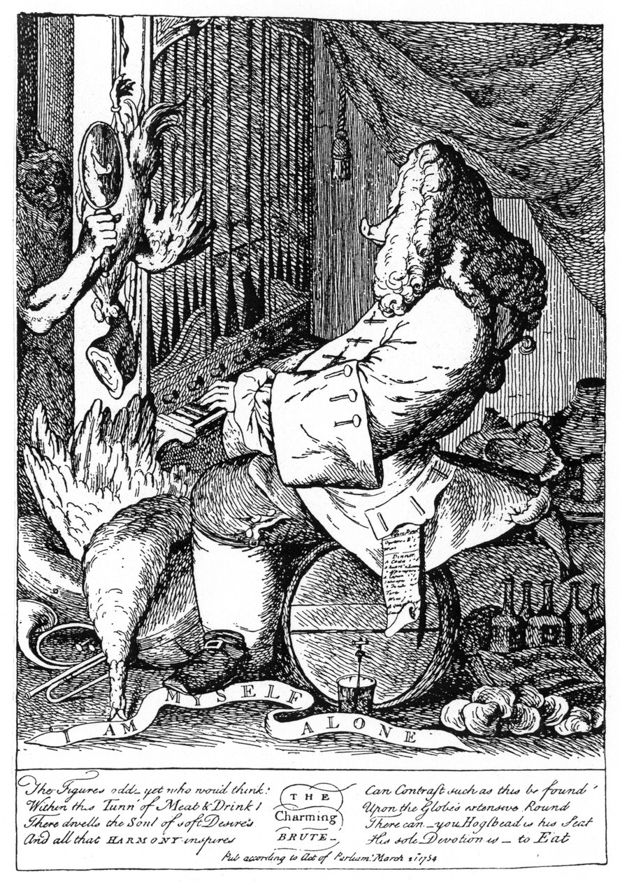 Karikatura George Frideric Händel 1685-1759, 1754 od Unbekannt