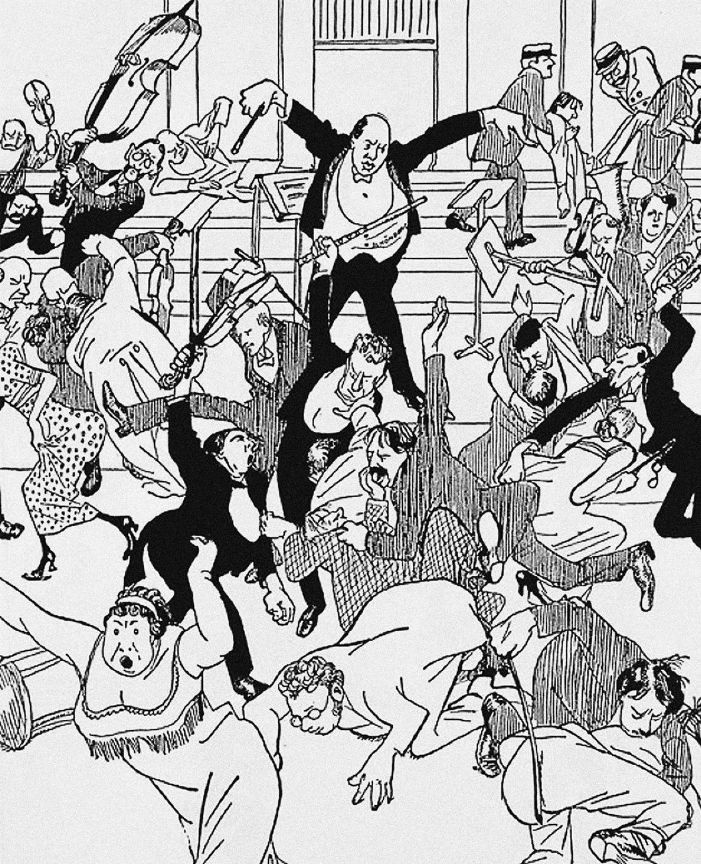 Karikatura na Schönbergovu komorní symfonii č. 1 z 31. března 1913 ve Vídni, 1913 od Unbekannt