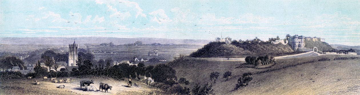 Hrad a vesnice Carisbrooke, Isle of Wight, 19. století od Unbekannt