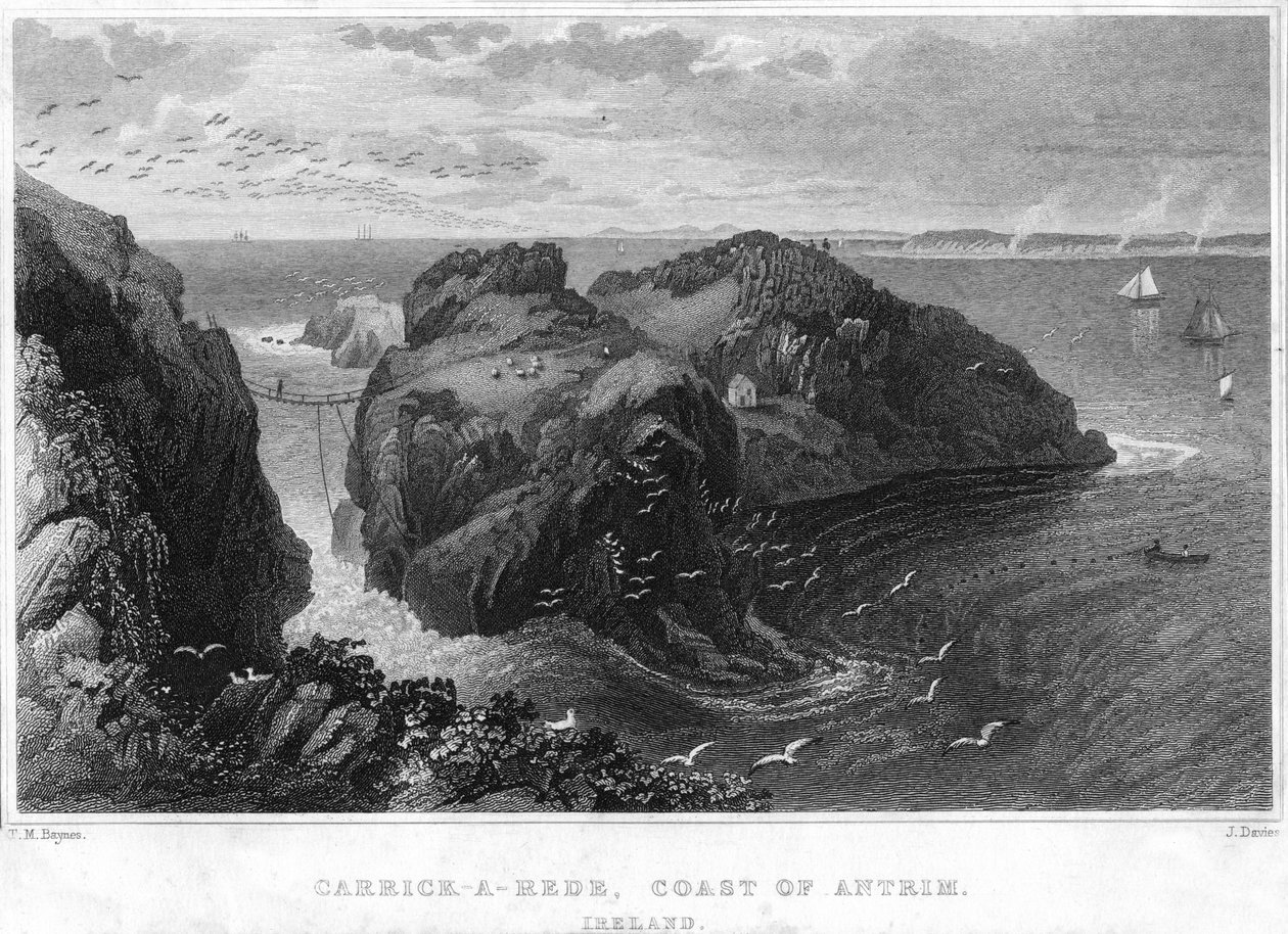 Carrick-A-Rede, pobřeží Antrim, Irsko, 19. století od Unbekannt