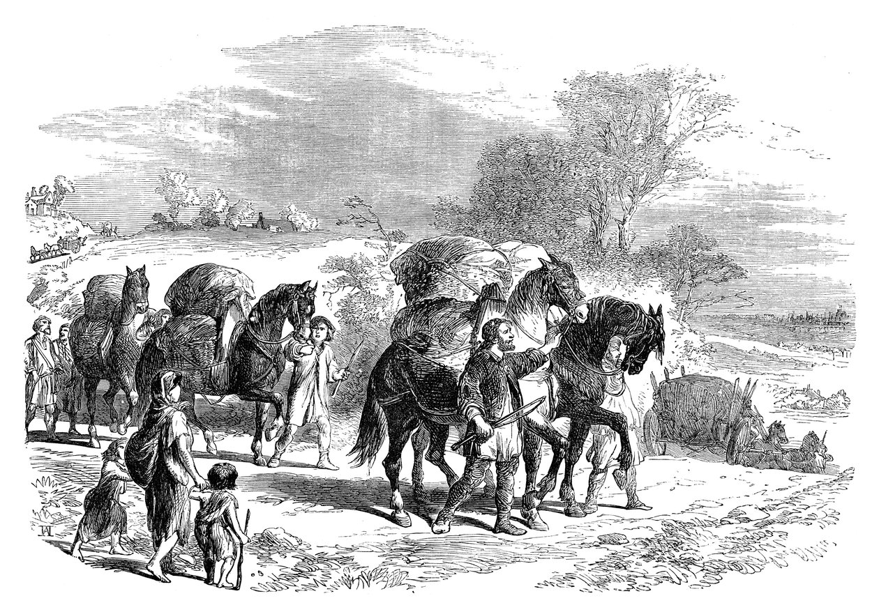 Nošení chleba do Londýna na soumarských koních, c1895 od Unbekannt